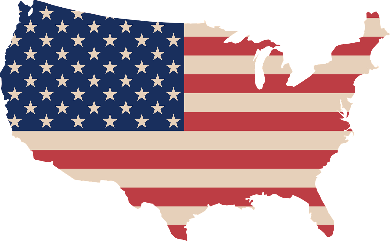 Карта сша с флагом сша